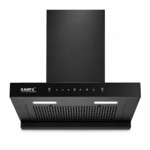 KAMFX ELYN 60 cm T-Shape Auto Clean Kitchen Chimney for Home | 1400 m³/hr Powerful Suction | Touch & Motion Sensor Control | Auto Clean | Filterless Technology | 3 Speed | LED Light | Large Oil Collector
