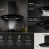 KAMFX ORVA 60 cm Auto Clean Kitchen Chimney for Home | 1400 m³/hr Powerful Suction | Touch & Motion Sensor Control | Auto Clean | Filterless Technology | 3 Speed | LED Light | Large Oil Collector - Image 5