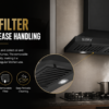 KAMFX KLEEN Baffle Filter 60 cm Kitchen Chimney for Home | Pyramid Shape | 1000 m³/hr Suction | Baffle Filter | 90W Motor | 3 Speed Push Button Control | Low Noise - Image 7