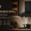 KAMFX KLEEN Baffle Filter 60 cm Kitchen Chimney for Home | Pyramid Shape | 1000 m³/hr Suction | Baffle Filter | 90W Motor | 3 Speed Push Button Control | Low Noise - Image 5