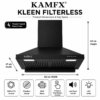 KAMFX KLEEN Filterless 60 cm Kitchen Chimney for Home | Pyramid Shape | 1000 m³/hr Suction | Filterless | 90W Motor | 3 Speed Push Button Control | Low Noise - Image 6
