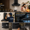 KAMFX KLEEN PLUS Baffle Filter 60 cm Kitchen Chimney for Home | Pyramid Shape | 1250 m³/hr Powerful Suction | Baffle Filter | 200W Motor | Compact Design | Easy Operation - Image 5