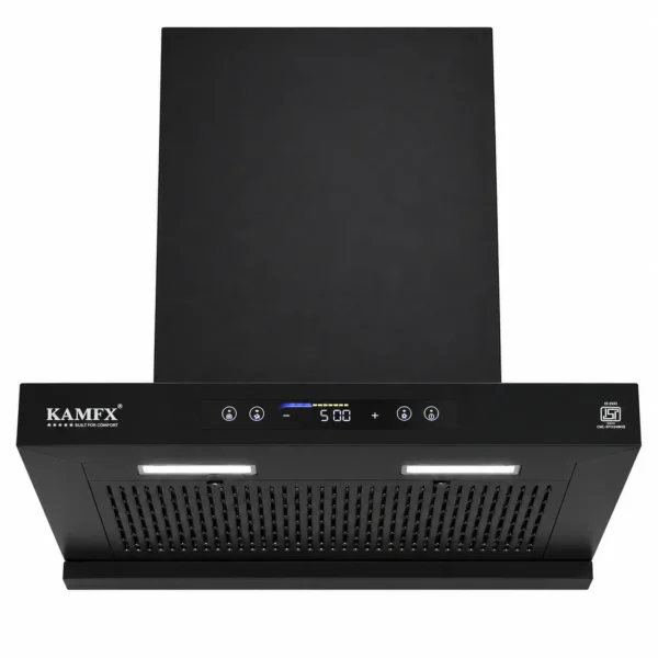 KAMFX ELYN PRO 60 cm T-Shape Auto Clean BLDC Kitchen Chimney for Home | 1600 m³/hr Powerful Suction | BLDC Motor | 10 Speed Control | Touch & Motion Sensor Control | Auto Clean | Filterless Technology | LED Light | Large Oil Collector
