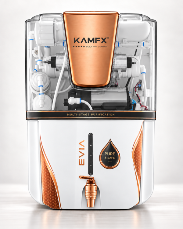 KAMFX EVIA 8 Stage WTP RO+UV+UF Copper Alkaline Water Purifier, 12L Storage